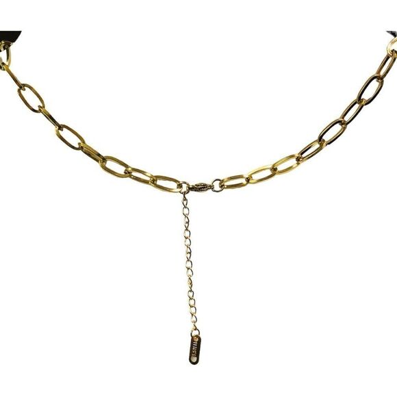 Designer Inspired Gold  Plated Black D Necklace - Picture 15 of 15